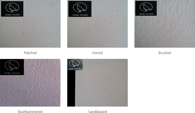Polished, Honed, Brushed, Bushhammered, Sandblasted